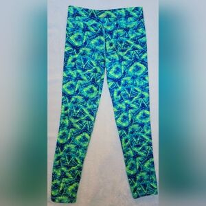NWOT Blue and Green 7/8 Length Leggings Old Navy Active Girls (M)